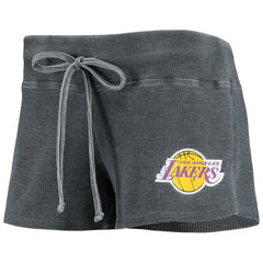 Charcoal/White Los Angeles Lakers Concepts Sport Women's Resurgence Slub Burnout Raglan Top & Shorts Sleep Set | NBA