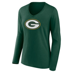 Green Bay Packers Women's Primary Team Logo Long Sleeve V-Neck T-Shirt | NFL Hot