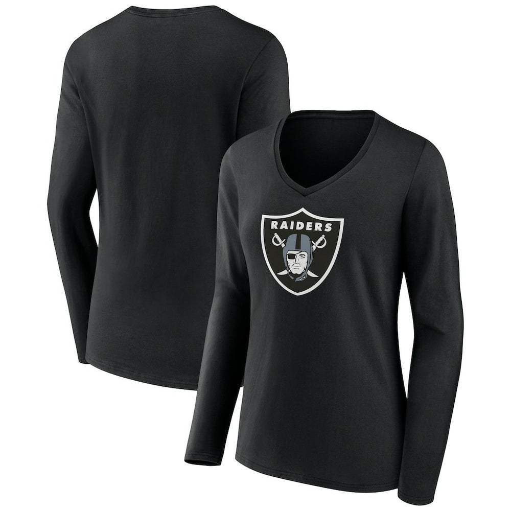 Las Vegas Raiders Women's Primary Team Logo Long Sleeve V-Neck T-Shirt | NFL Outlet