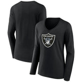 Las Vegas Raiders Women's Primary Team Logo Long Sleeve V-Neck T-Shirt | NFL Outlet