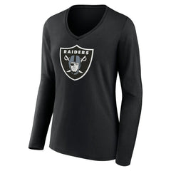 Las Vegas Raiders Women's Primary Team Logo Long Sleeve V-Neck T-Shirt | NFL Outlet