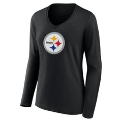 Pittsburgh Steelers Women's Primary Team Logo Long Sleeve V-Neck T-Shirt | NFL On sale