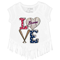 Atlanta Braves Tiny Turnip Girls Youth Baseball Love Fringe T-Shirt - MLB T-shirts