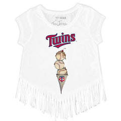 Minnesota Twins Tiny Turnip Girls Youth Triple Scoop Fringe T-Shirt - MLB T-shirts