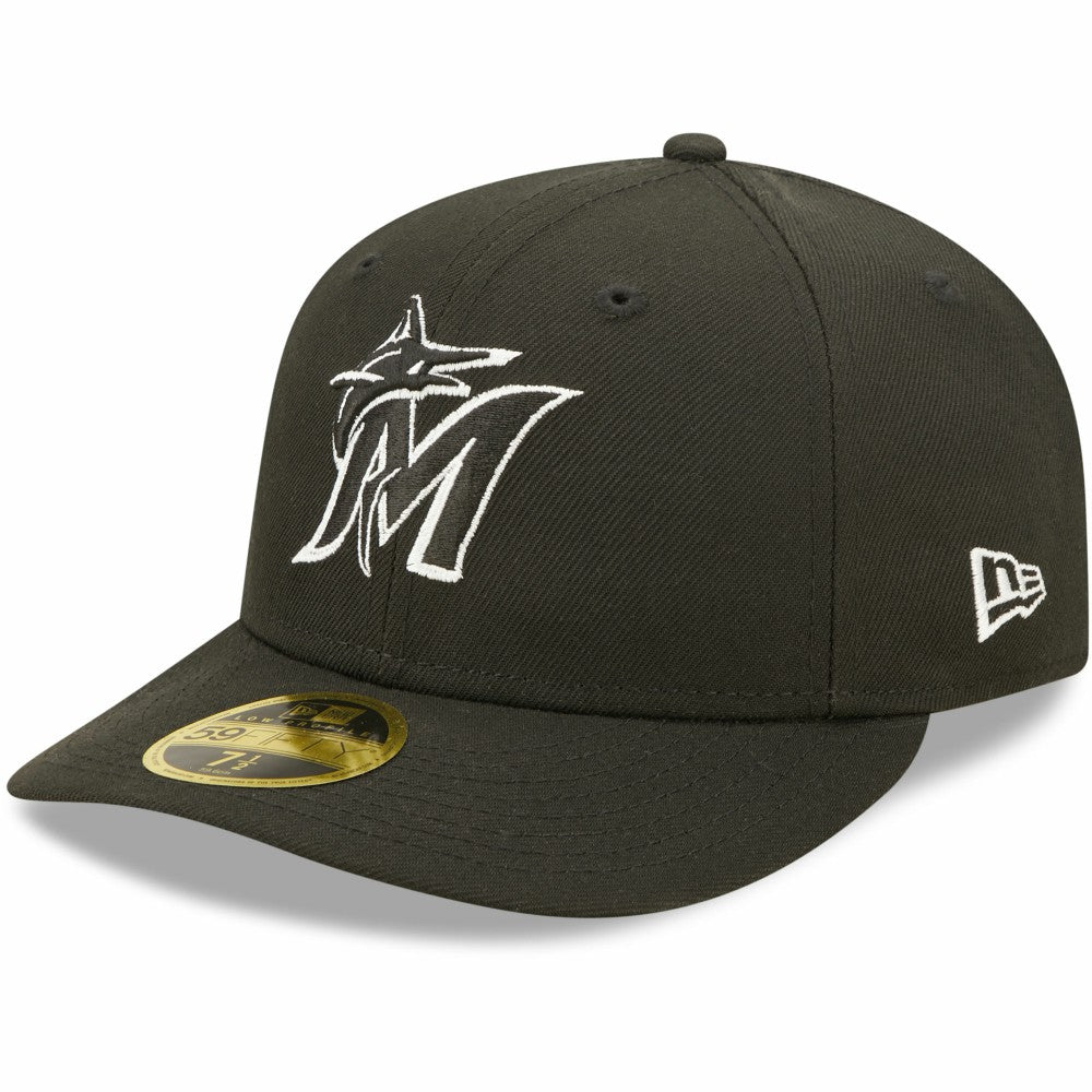 Miami Marlins New Era Black & White Low Profile 59FIFTY Fitted Hat - MLB Hats