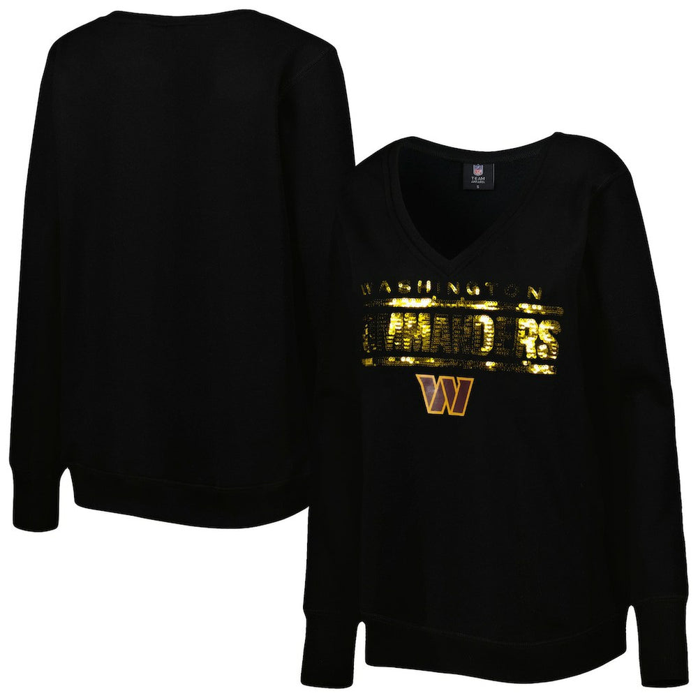 Washington Commanders Cuce Women's Sequin Logo V-Neck Pullover Sweatshirt | NFL On sale