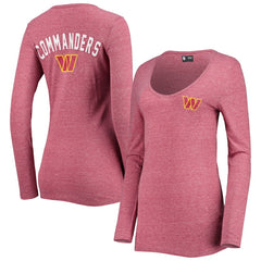 Washington Commanders Women's Scoop Neck Tri-Blend Long Sleeve T-Shirt | NFL Outlet