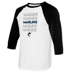 Miami Marlins Tiny Turnip Youth Stacked Raglan 3/4 Sleeve T-Shirt - MLB T-shirts