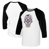 Cleveland Guardians Tiny Turnip Women's Sugar Skull 3/4-Sleeve Raglan T-Shirt - MLB T-shirts