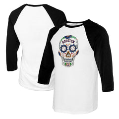 Houston Astros Tiny Turnip Women's Sugar Skull 3/4-Sleeve Raglan T-Shirt - MLB T-shirts