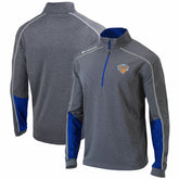 Heathered Gray/Blue New York Knicks Omni-Wick Shotgun 2.0 Quarter-Zip Pullover Top | NBA