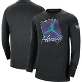 Black Charlotte Hornets Jordan Brand Courtside Max 90 Vintage Wash Statement Edition Long Sleeve T-Shirt | NBA