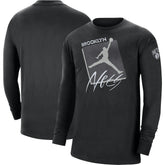Black Brooklyn Nets Jordan Brand Courtside Max 90 Vintage Wash Statement Edition Long Sleeve T-Shirt | NBA