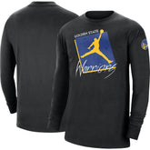 Black Golden State Warriors Jordan Brand Courtside Max 90 Vintage Wash Statement Edition Long Sleeve T-Shirt sale | NBA