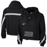 Black Brooklyn Nets Jordan Brand Women's Courtside Statement Edition Pullover Hoodie | NBA
