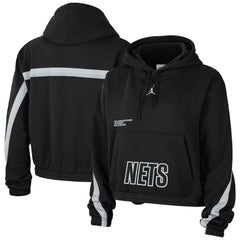 Black Brooklyn Nets Jordan Brand Women's Courtside Statement Edition Pullover Hoodie | NBA