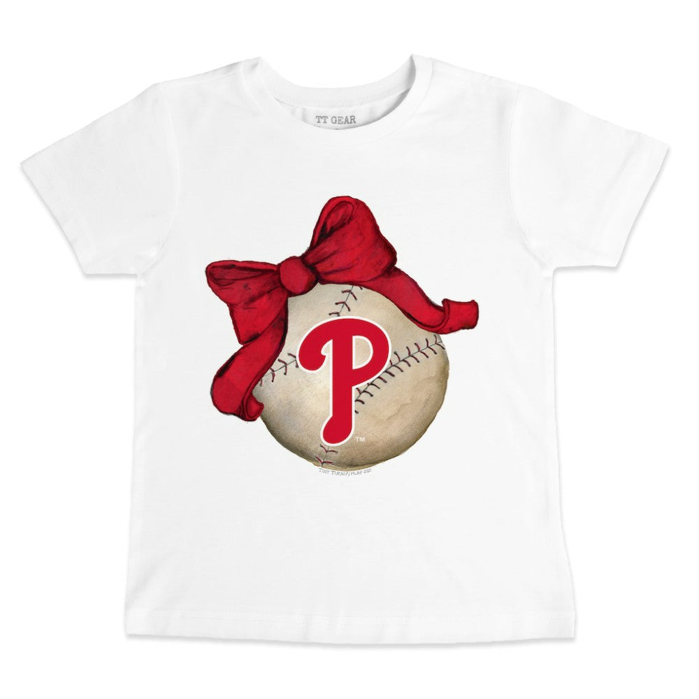 Philadelphia Phillies Tiny Turnip Youth Baseball Bow T-Shirt - MLB T-shirts