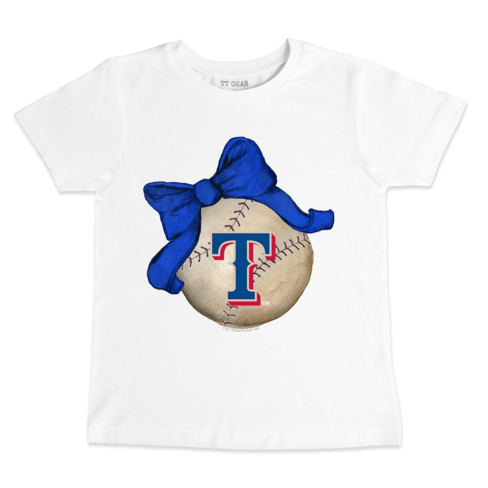 Texas Rangers Tiny Turnip Youth Baseball Bow T-Shirt - MLB T-shirts