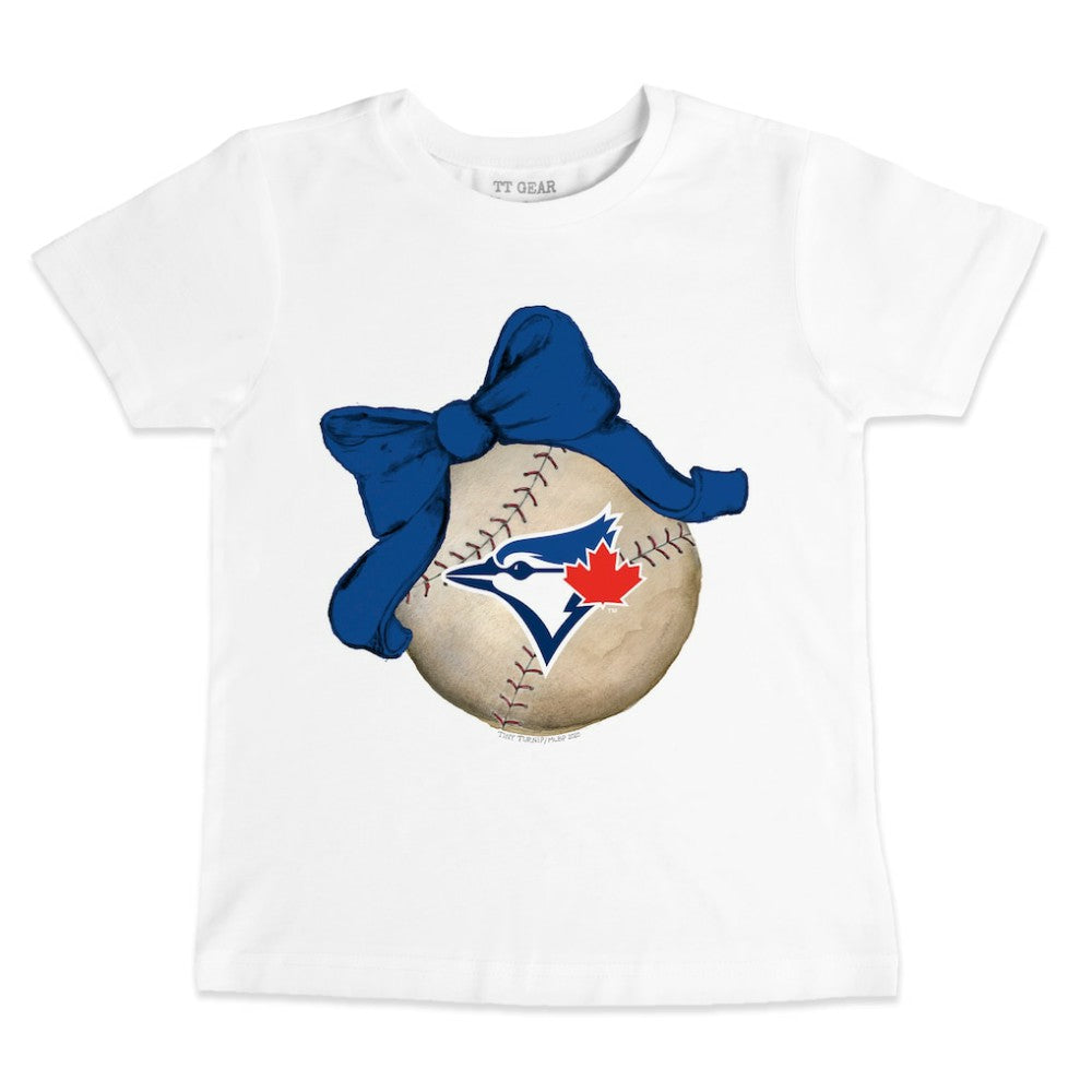 Toronto Blue Jays Tiny Turnip Youth Baseball Bow T-Shirt - MLB T-shirts