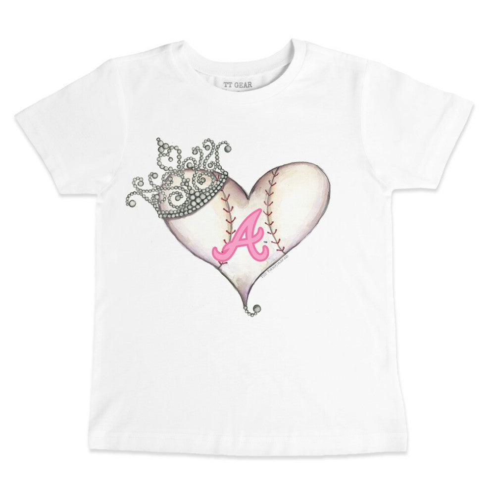 Atlanta Braves Tiny Turnip Youth Baseball Tiara Heart T-Shirt - MLB T-shirts