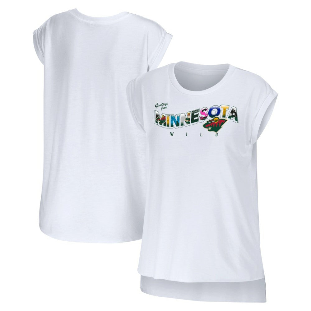 Minnesota Wild WEAR by Erin Andrews Women's Greetings From Muscle T-Shirt - NHL T-shirts