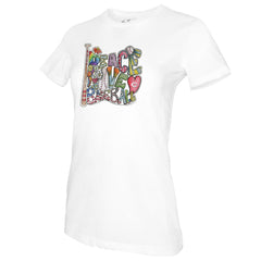Cincinnati Reds Tiny Turnip Women's Peace Love Baseball T-Shirt - MLB T-shirts
