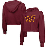Washington Commanders Majestic Threads Women's Bling Tri-Blend Cropped Pullover Hoodie | NFL Online