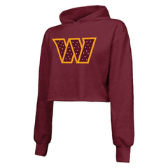 Washington Commanders Majestic Threads Women's Bling Tri-Blend Cropped Pullover Hoodie | NFL Online