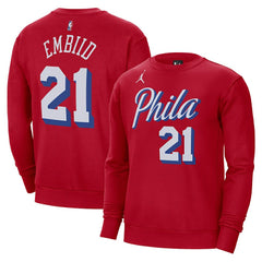 Red Joel Embiid Philadelphia 76ers Jordan Brand Statement Name & Number Pullover Sweatshirt | NBA