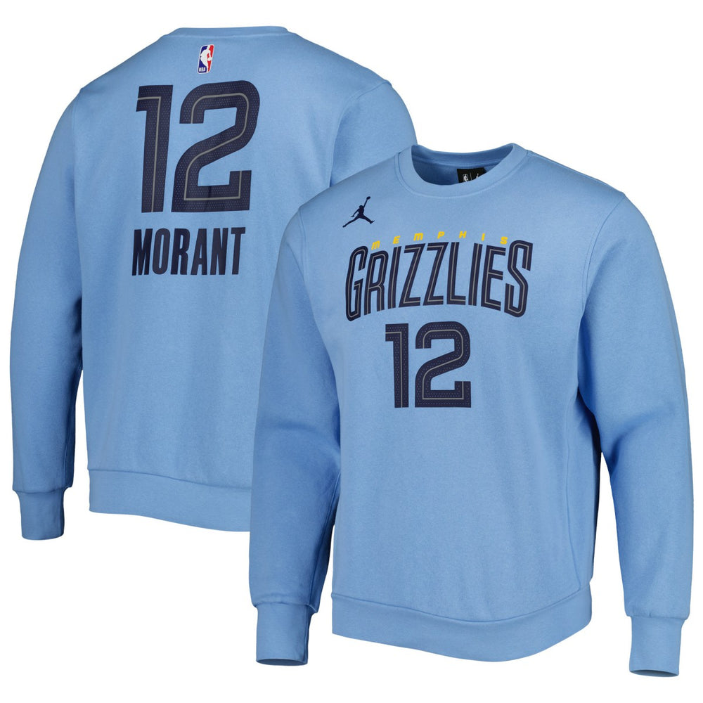 Light Blue Ja Morant Memphis Grizzlies Jordan Brand Statement Name & Number Pullover Sweatshirt | NBA