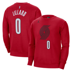 Red Damian Lillard Portland Trail Blazers Jordan Brand Statement Name & Number Pullover Sweatshirt | NBA
