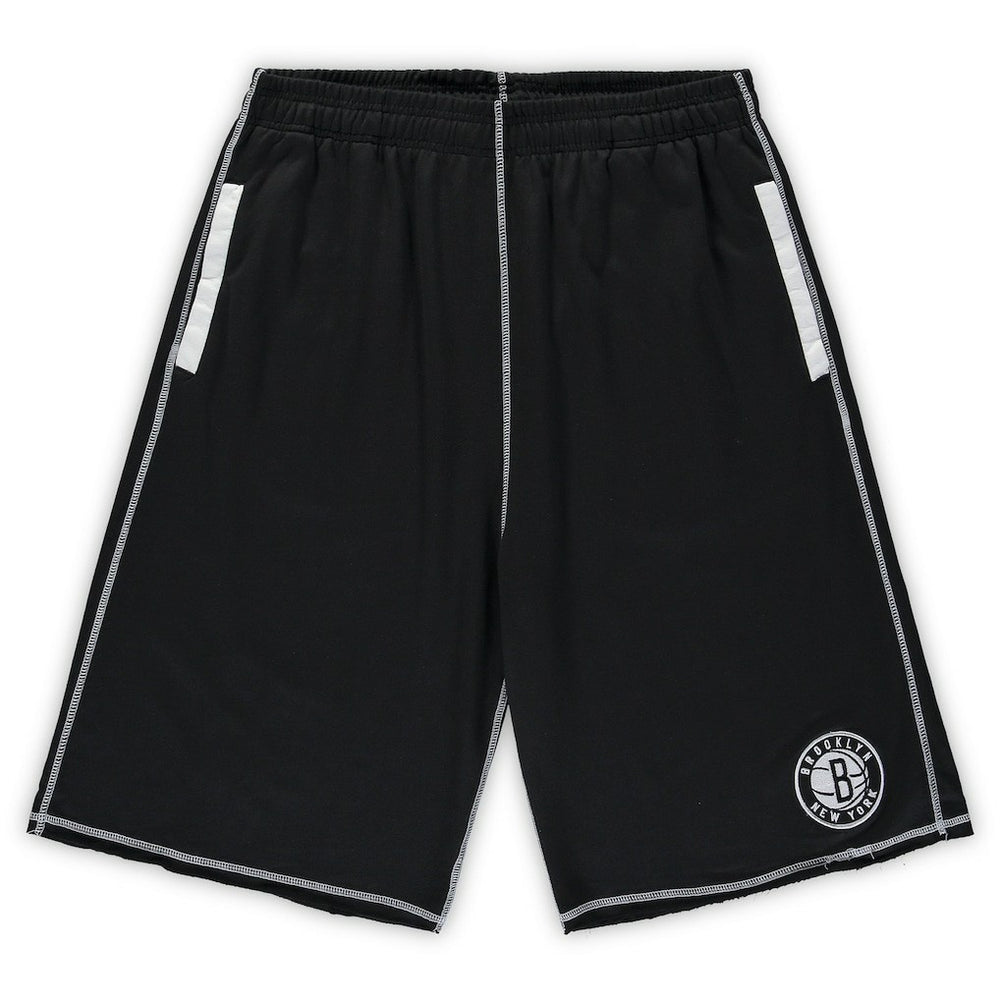 Black/White Brooklyn Nets Big & Tall Contrast Stitch Knit Shorts | NBA