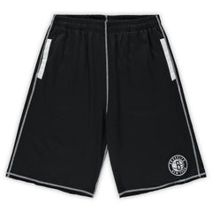 Black/White Brooklyn Nets Big & Tall Contrast Stitch Knit Shorts | NBA