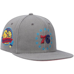 Charcoal Philadelphia 76ers Hardwood Classics 60th Anniversary Carbon Cabernet Fitted Hat | NBA