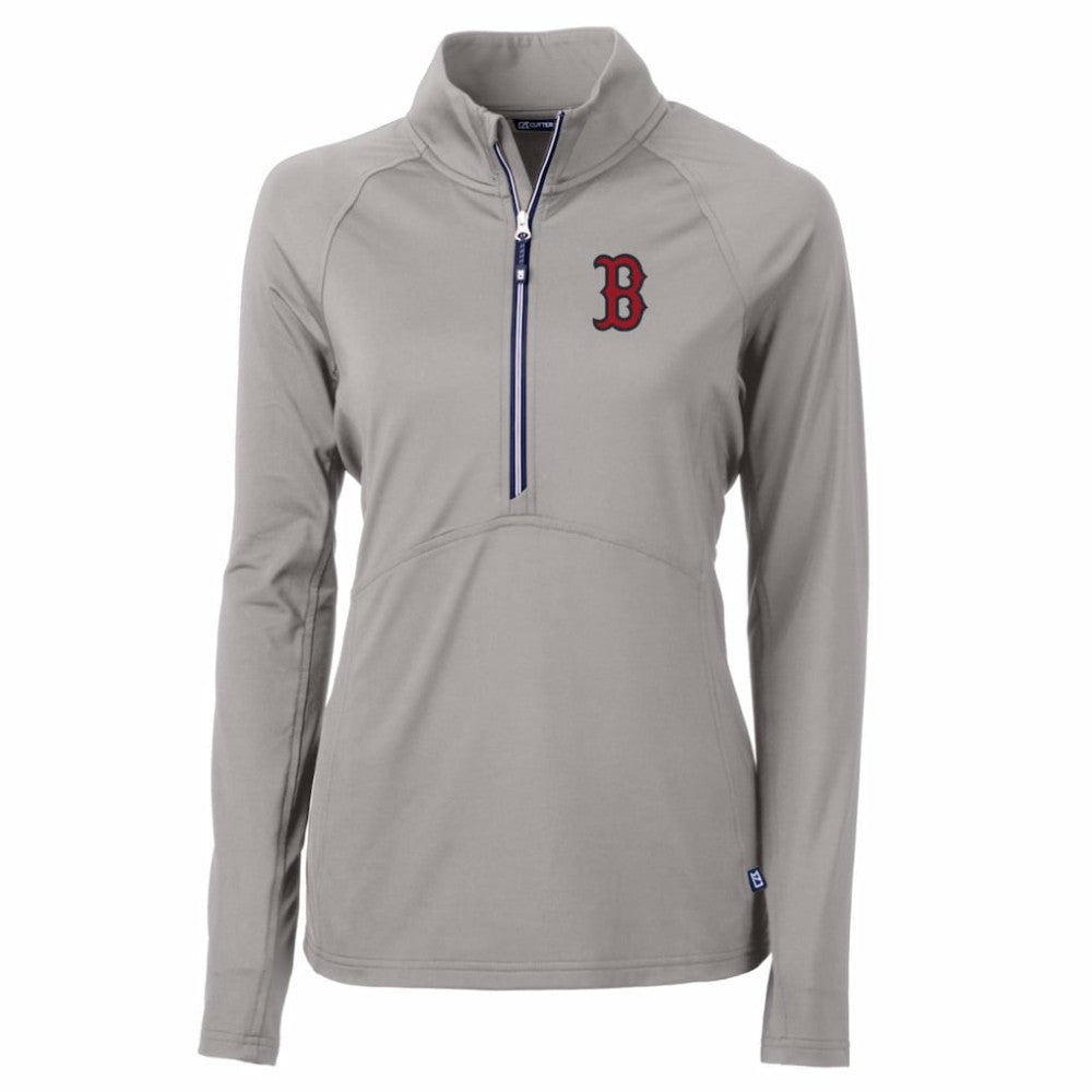 Boston Red Sox Cutter & Buck Women's Adapt Eco Knit Stretch Half-Zip Pullover Top - MLB Pullover