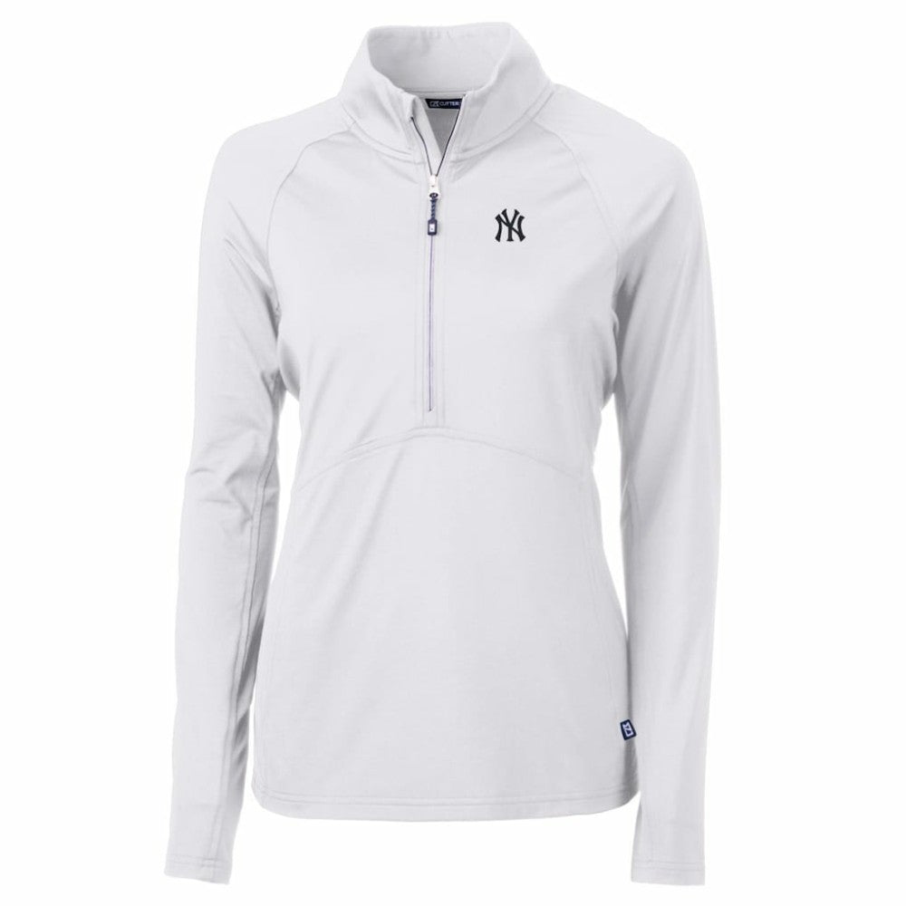New York Yankees Cutter & Buck Women's Adapt Eco Knit Stretch Half-Zip Pullover Top - MLB Pullover