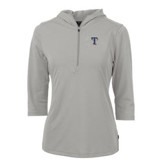 Texas Rangers Cutter & Buck Women's Virtue Eco Pique 3/4 Sleeve Half-Zip Pullover Hoodie - MLB Hoodies