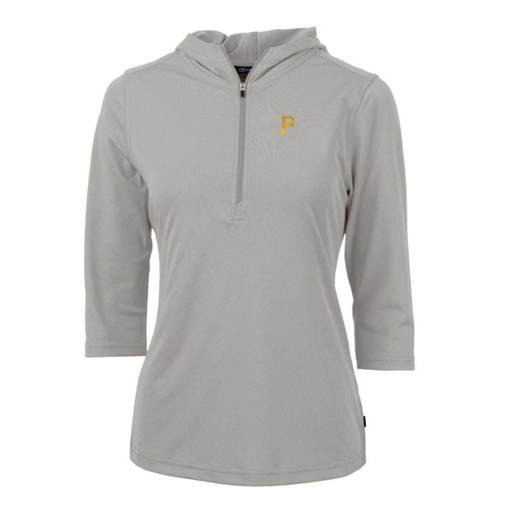 Pittsburgh Pirates Cutter & Buck Women's Virtue Eco Pique 3/4 Sleeve Half-Zip Pullover Hoodie - MLB Hoodies