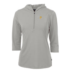 Pittsburgh Pirates Cutter & Buck Women's Virtue Eco Pique 3/4 Sleeve Half-Zip Pullover Hoodie - MLB Hoodies