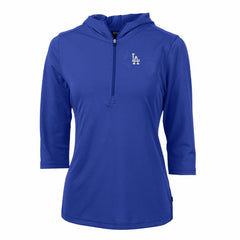 Los Angeles Dodgers Cutter & Buck Women's Virtue Eco Pique 3/4 Sleeve Half-Zip Pullover Hoodie - MLB Hoodies