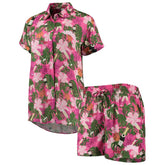 Pink Brooklyn Nets Lusso Women's Finley-Frankie Party Top & Shorts Set | NBA