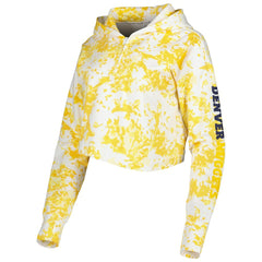 Gold/White Denver Nuggets Lusso Women's Maia Tri-Blend Cropped Quarter-Zip Top sale | NBA