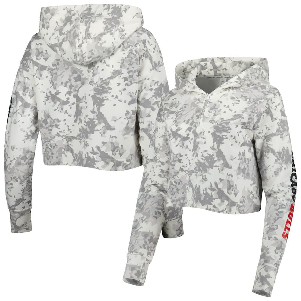 Gray/White Chicago Bulls Lusso Women's Maia Tri-Blend Cropped Quarter-Zip Top sale | NBA