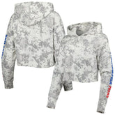 Gray/White Philadelphia 76ers Lusso Women's Maia Tri-Blend Cropped Quarter-Zip Top | NBA