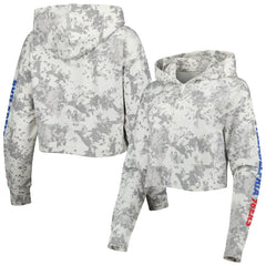 Gray/White Philadelphia 76ers Lusso Women's Maia Tri-Blend Cropped Quarter-Zip Top | NBA