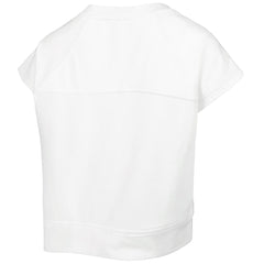 White Golden State Warriors Lusso Women's Margot Cropped Tri-Blend Cap Sleeve Sweatshirt sale | NBA