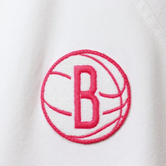 White/Pink Brooklyn Nets Lusso Women's Melody Cuffed Tri-Blend Shorts | NBA