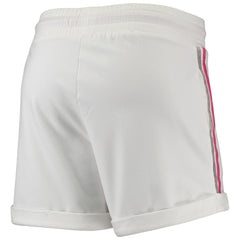 White/Pink Brooklyn Nets Lusso Women's Melody Cuffed Tri-Blend Shorts | NBA