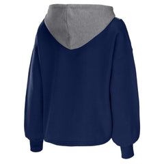 Navy Dallas Mavericks WEAR by Erin Andrews Women's Pieced Quarter-Zip Hoodie Jacket sale | NBA