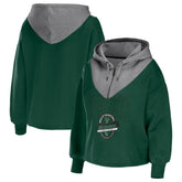 Hunter Green Milwaukee Bucks WEAR by Erin Andrews Women's Pieced Quarter-Zip Hoodie Jacket | NBA